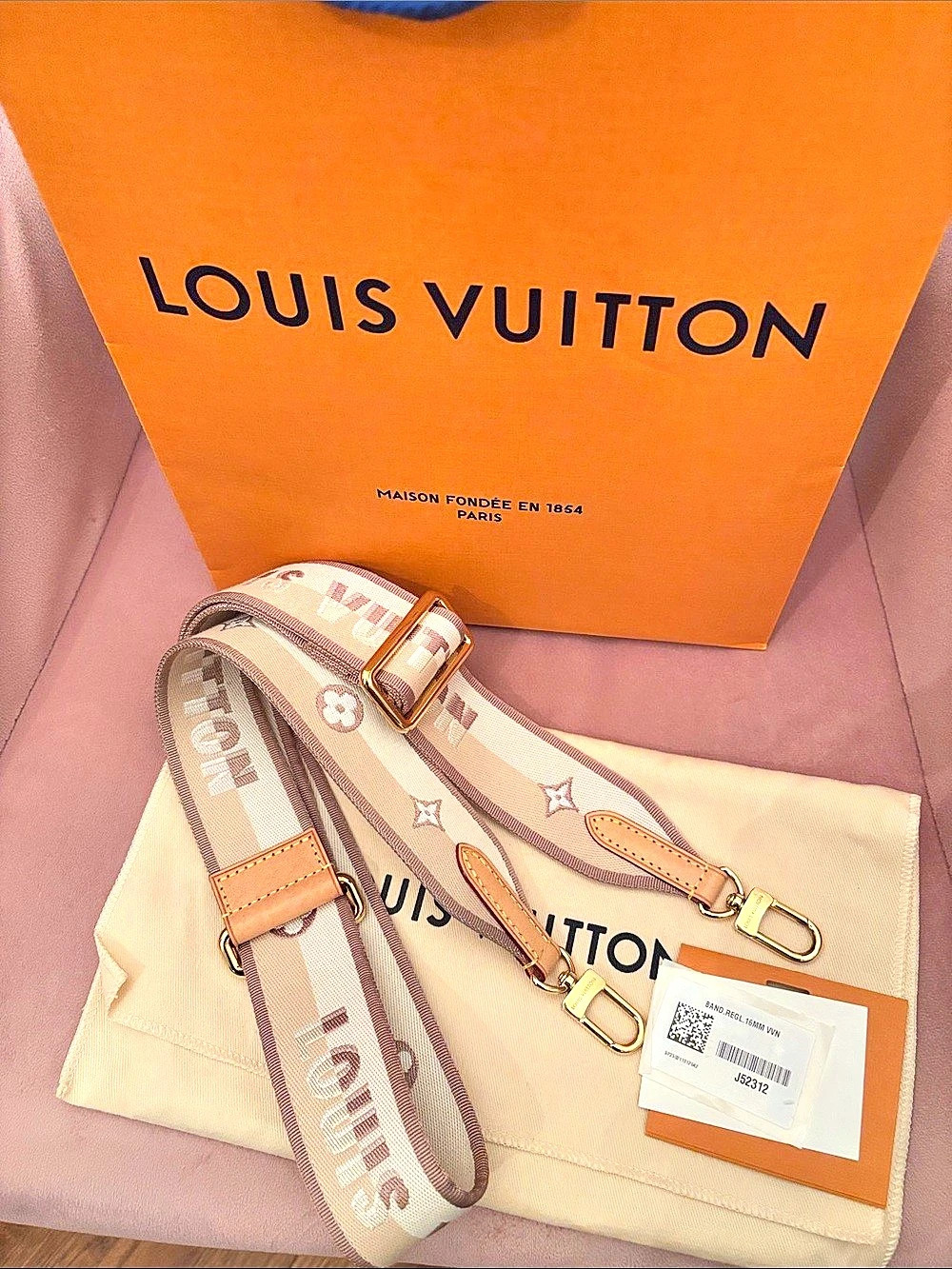 Louis Vuitton Bandouliere Adjustable 16mm Strap VVN Brown & White